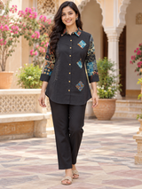 Mahira Black Muse Printed Short Kurti