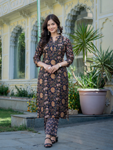 Nayra Black Heritage Floral Chanderi Kurta Pant only