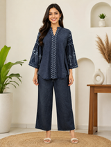 Noir Weave Embroidered Denim Co-ord Set