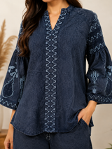 Noir Weave Embroidered Denim Co-ord Set