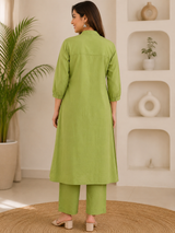 Zariah Sage Garden Embroidered Cotton Suit Set with Cotton Dupatta