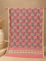 Pankh Peach Handblock Printed Chanderi Dupatta