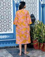 Marigold yellow floral cotton dress