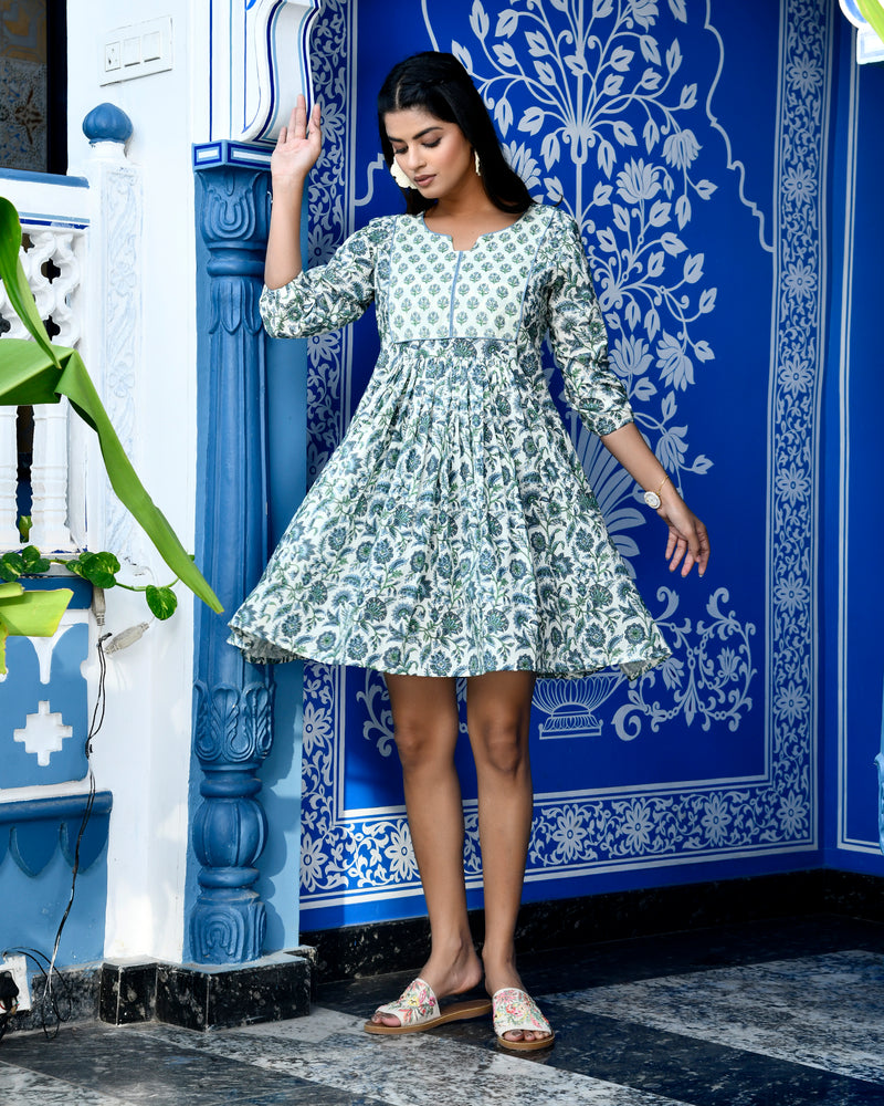 Lavi blue floral cotton dress