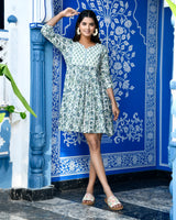 Lavi blue floral cotton dress
