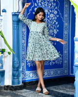 Lavi blue floral cotton dress