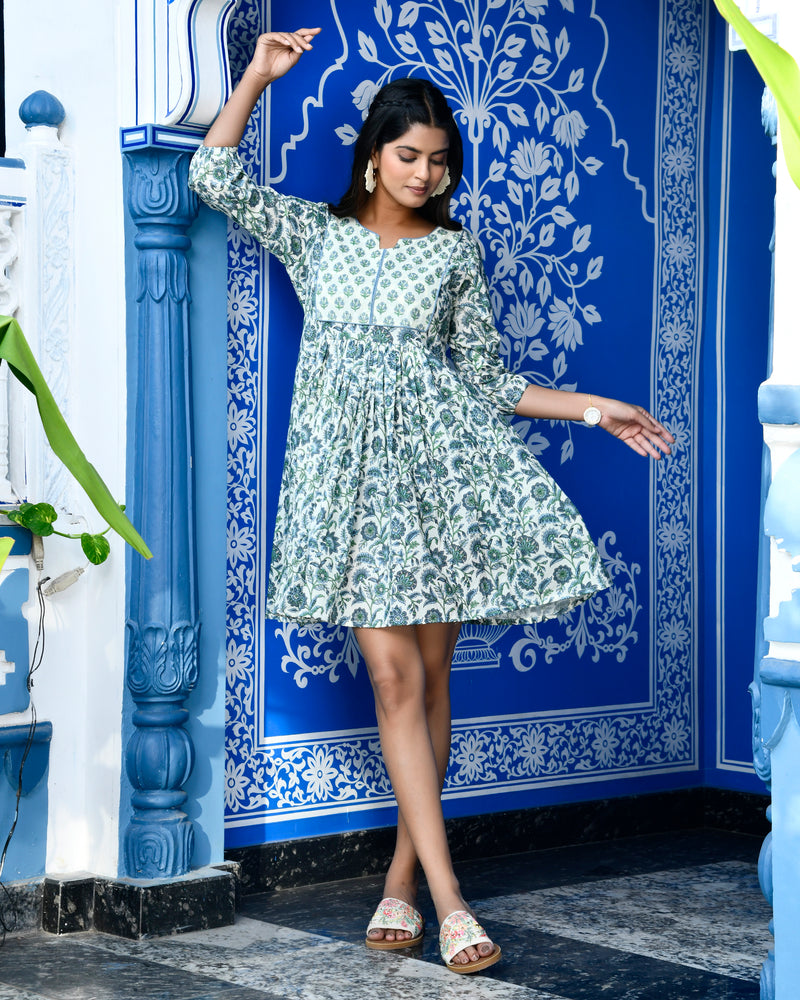 Lavi blue floral cotton dress