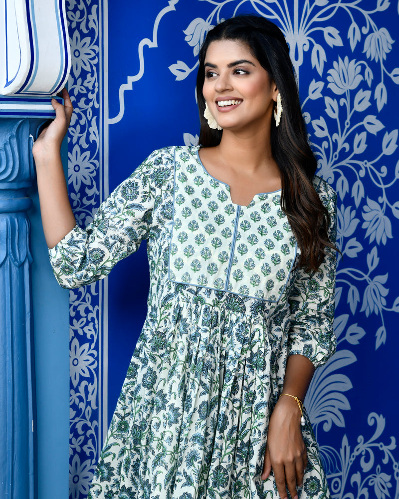 Lavi blue floral cotton dress