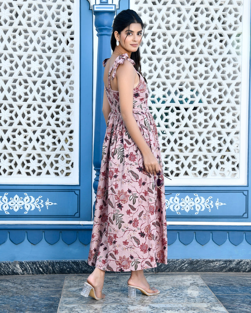 Jassy pink floral cotton dress