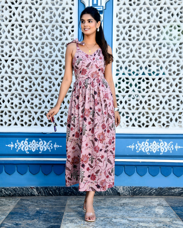Jassy pink floral cotton dress