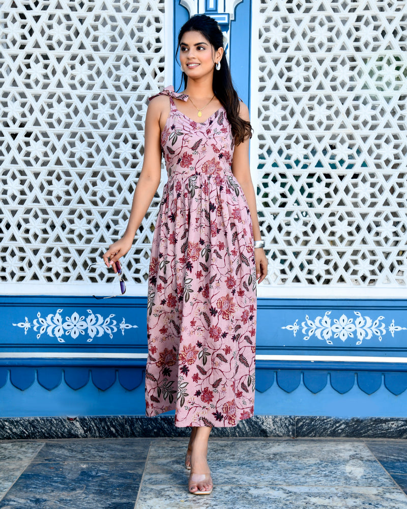 Jassy pink floral cotton dress