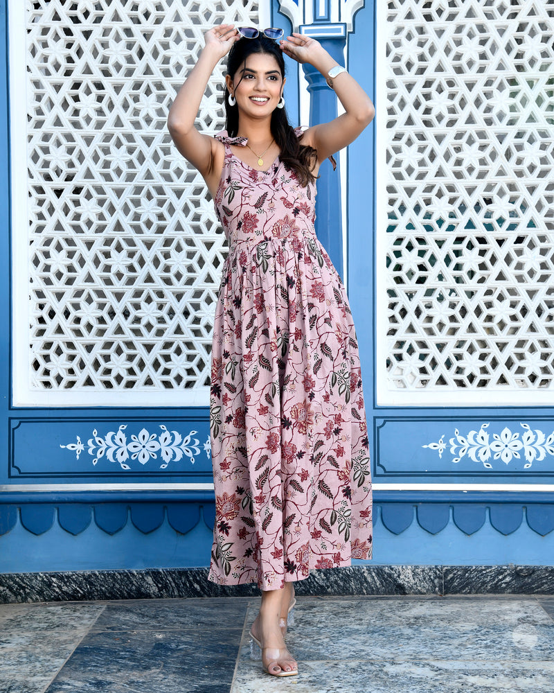 Jassy pink floral cotton dress