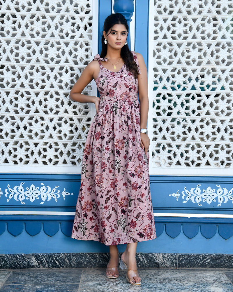 Jassy pink floral cotton dress