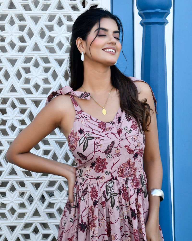 Jassy pink floral cotton dress