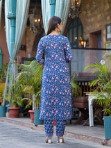 Noorvika Blue Blossom Embroidered Kurta Pant Set