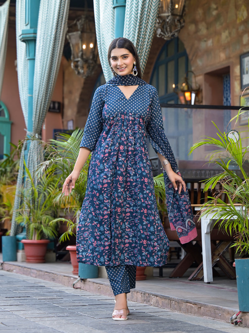 Hoor Floral Print Cotton Suit Set