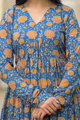 Pushkar Bloom Handblock Cotton Suit Set with Kota Doriya Dupatta