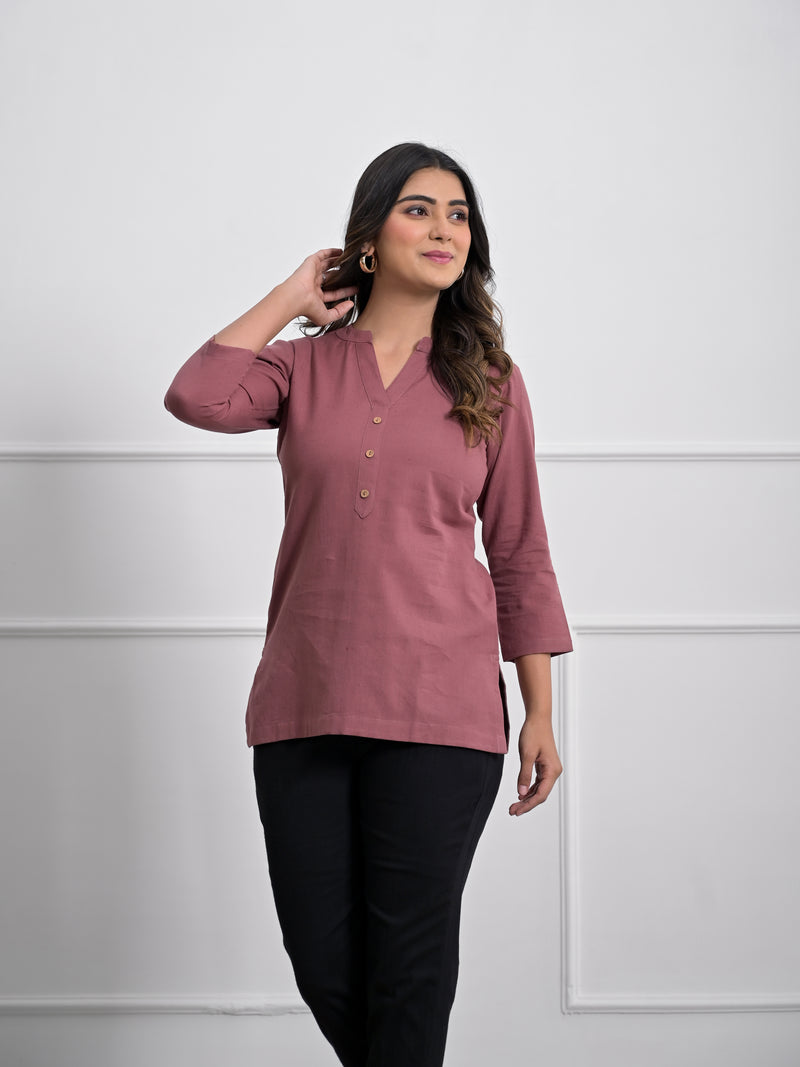 Rose Taupe Airey Linen Short Kurta