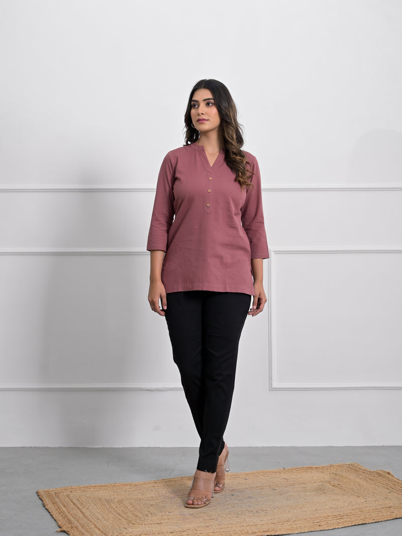 Rose Taupe Airey Linen Short Kurta