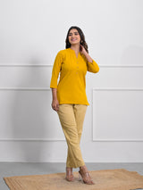 Mustard Airey Linen Short Kurta