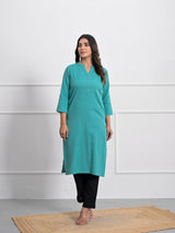 Tiffany Blue Airey Linen Long Kurta