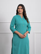 Tiffany Blue Airey Linen Long Kurta