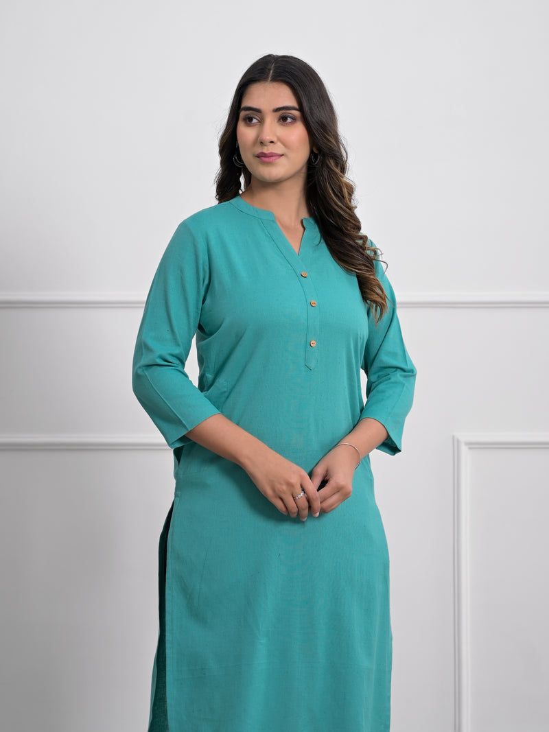 Tiffany Blue Airey Linen Long Kurta