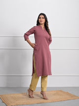 Rose Taupe Airey Linen Long Kurta