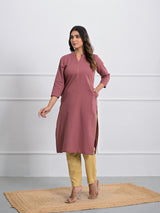 Rose Taupe Airey Linen Long Kurta