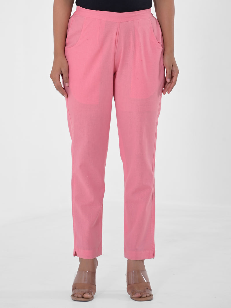 Flamingo Pink Cotton Pants