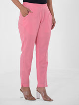 Flamingo Pink Cotton Pants