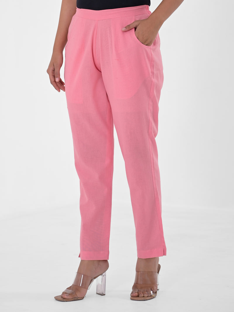 Flamingo Pink Cotton Pants