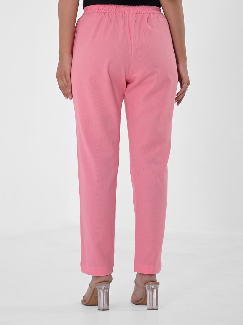 Flamingo Pink Cotton Pants