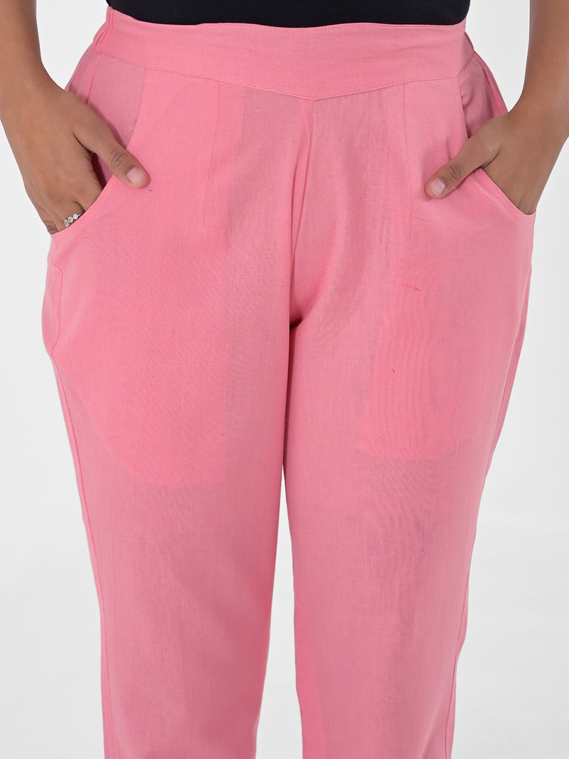 Flamingo Pink Cotton Pants