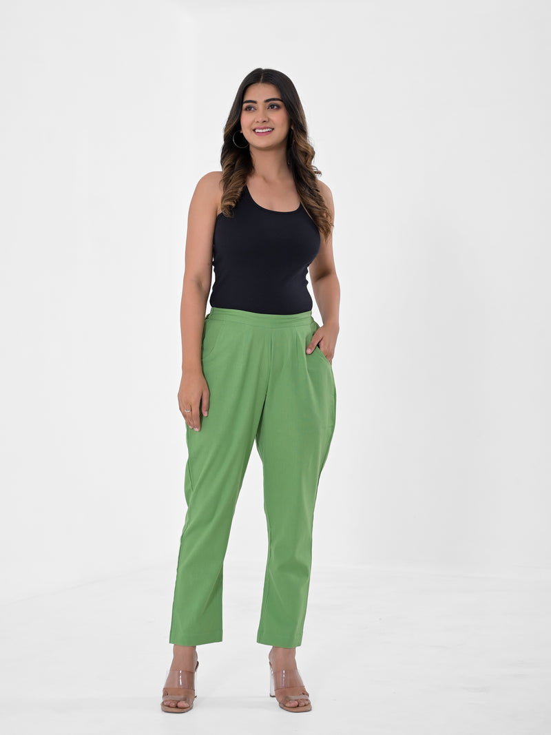 Pea Green Cotton Pants