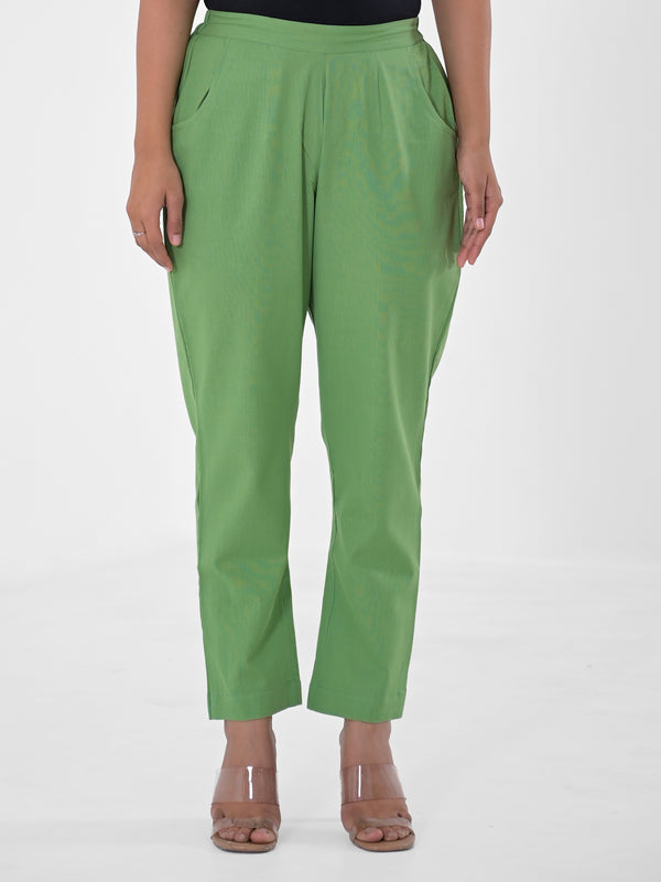 Pea Green Cotton Pants