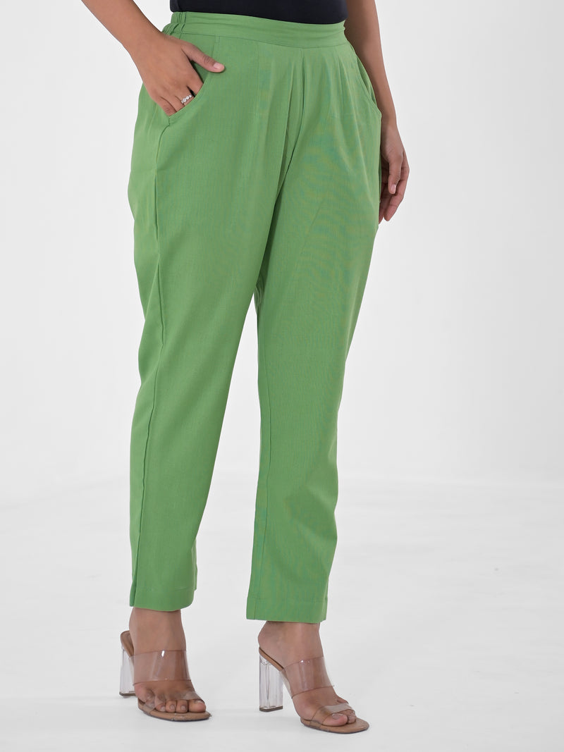 Pea Green Cotton Pants