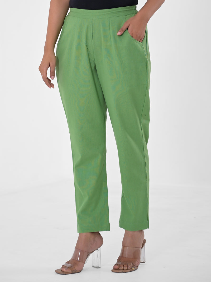 Pea Green Cotton Pants