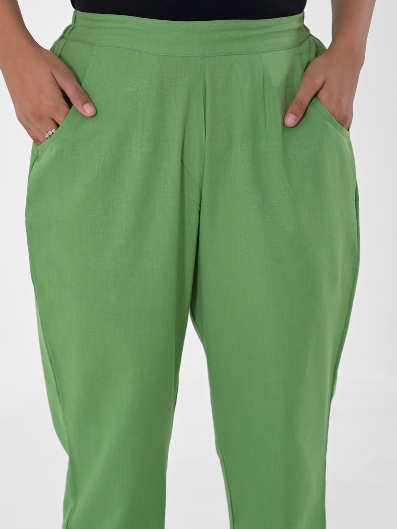 Pea Green Cotton Pants