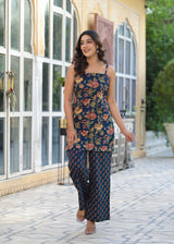Ruhani Blue Printed Cotton Co-Ord Set