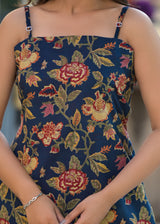 Ruhani Blue Printed Cotton Co-Ord Set(Plus Size)