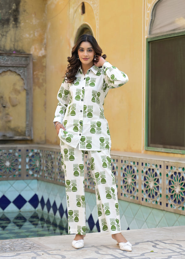 Amor Green Handblock Printed Co-Ord Set