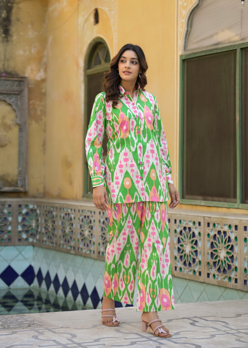 Lkkat Green Handblock Printed Co-ord Set