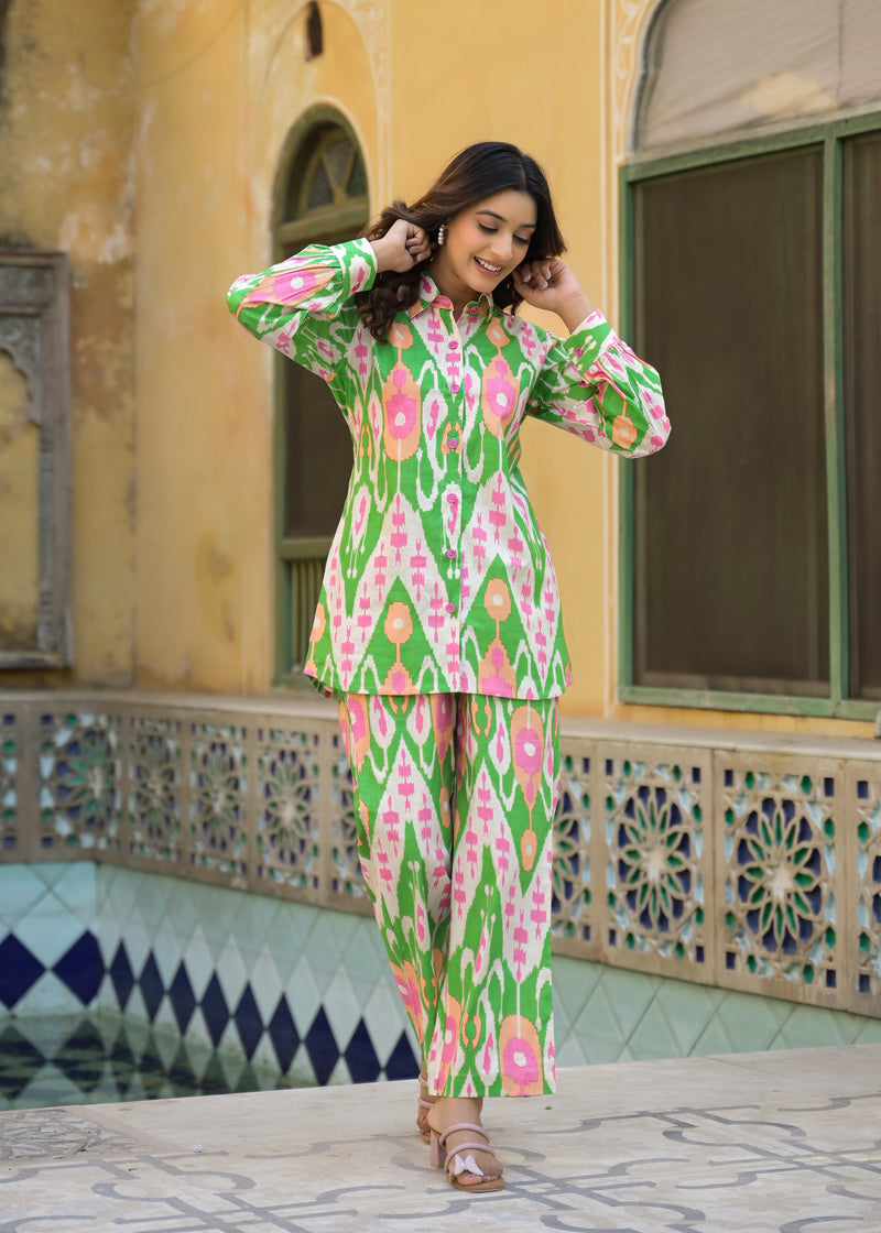 Lkkat Green Handblock Printed Co-ord Set
