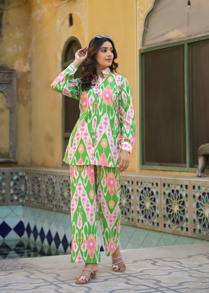Lkkat Green Handblock Printed Co-ord Set