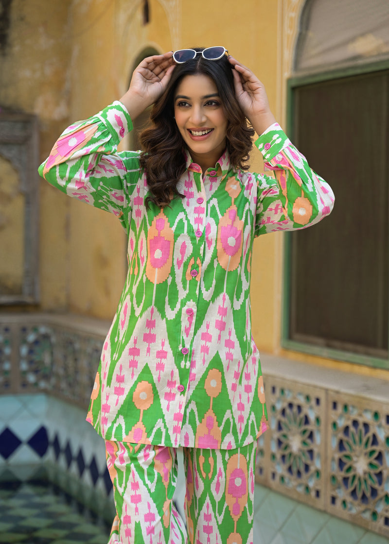 Lkkat Green Handblock Printed Co-ord Set