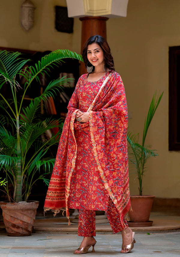 Hoor block printed Handwork Suit Set