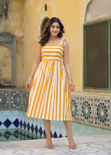 Blossom Yellow Printed Cotton Dress