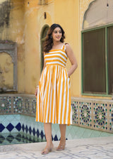 Blossom Yellow Printed Cotton Dress