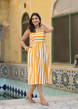 Blossom Yellow Printed Cotton Dress